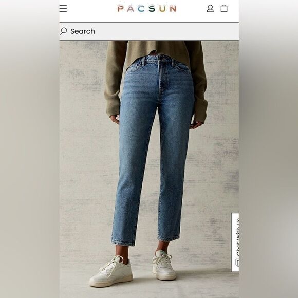 PACSUN NWOT blue wash straight leg mom jean - Picture 3 of 7